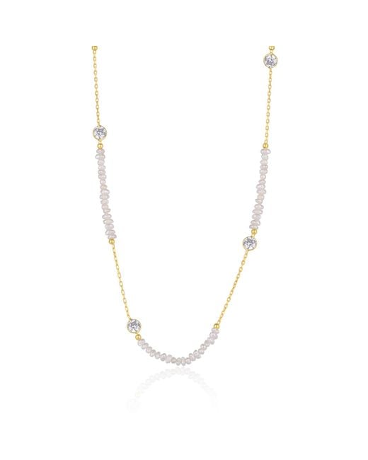 Spero London Metallic Baroque Irregular Pearl Jewelled Sterling Chain Necklace