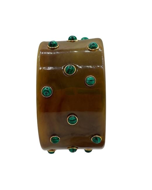 Michael Nash Jewelry Green Bella Resin Amber Bangle With Malachite Resin Stones