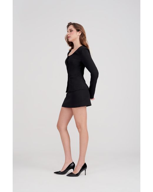 Icon Leva Black Elli Suiting Tailored High Waist Mini Skirt