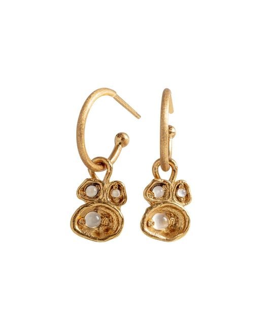 Claire Hill Designs Metallic Moonstone Lichen Hoop Earrings