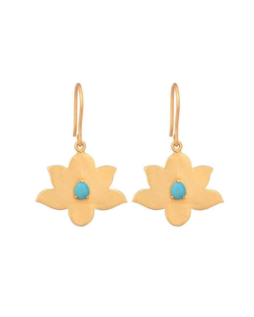 Opium Jewels Metallic Water Lotus Earrings With