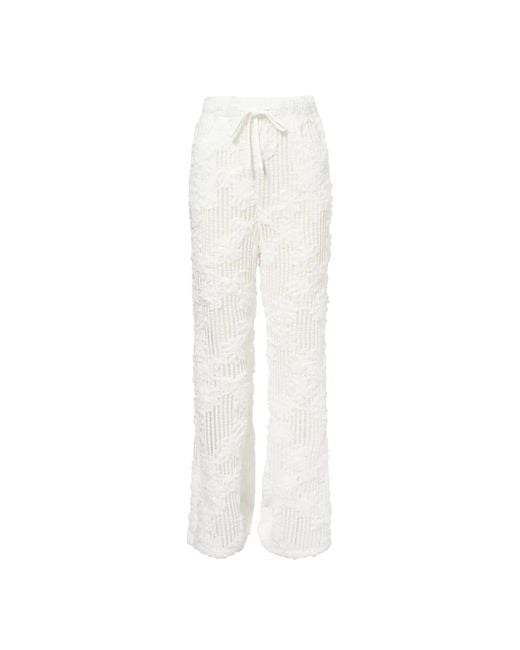 Amy Lynn White Cici Crochet Floral Lace Wide Leg Trouser