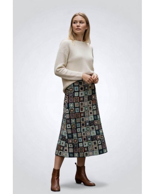 Louche Multicolor Buffy Seventies Patch Jacquard Midi Skirt