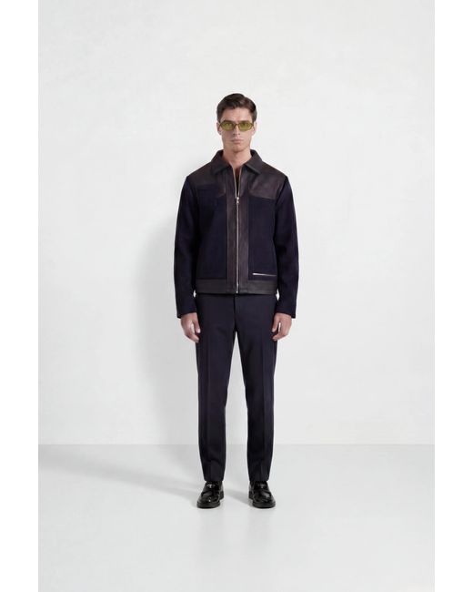 The Gt Atelier Blue Outerwear Herringbone Pocket Style Jacket for men