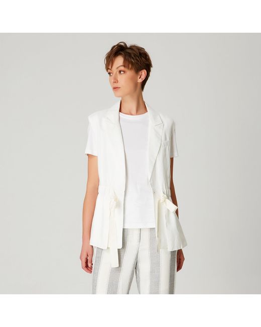 Smart and Joy White Waistcoat With Drawstring