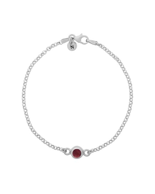 Nellou Jewellery Metallic Garnet Birthstone Gem Dot Bracelet Sterling