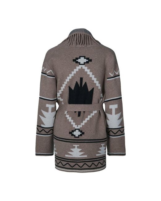 tirillm Gray Maggie Pattern Knitted Cashmere Cardigan, Melange
