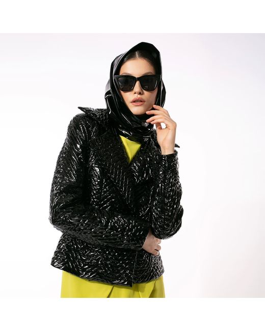 Larisa Dragna Black Fitted Short Latex Jacket Tokyo