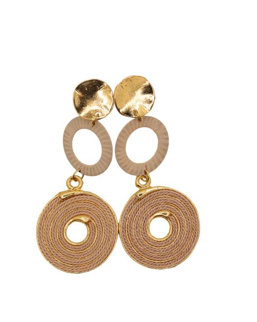 Nart Nature Making Art Metallic The Triple Round Buriti Natural Fiber Earrings
