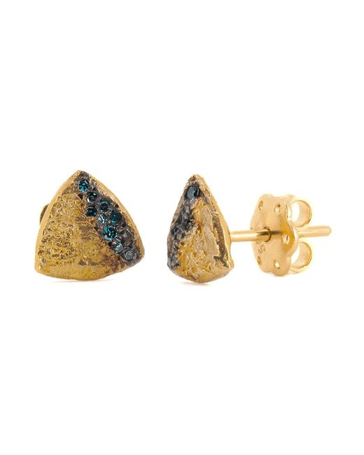 Ebru Jewelry Yellow Nature Triangle Diamond Stud Earring