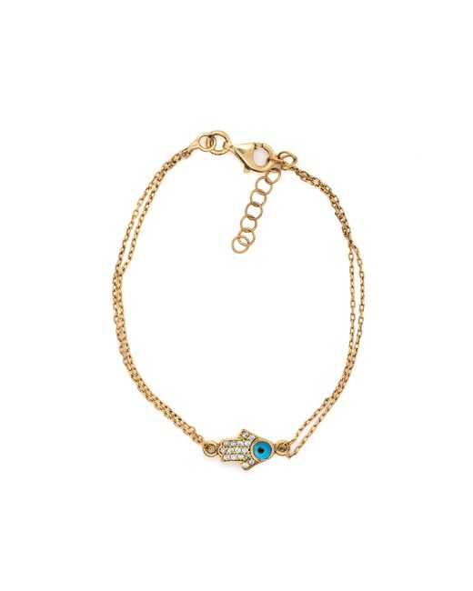 Ebru Jewelry Metallic Minimalist Sparkly Hamsa Hand & Evil Eye Bracelet