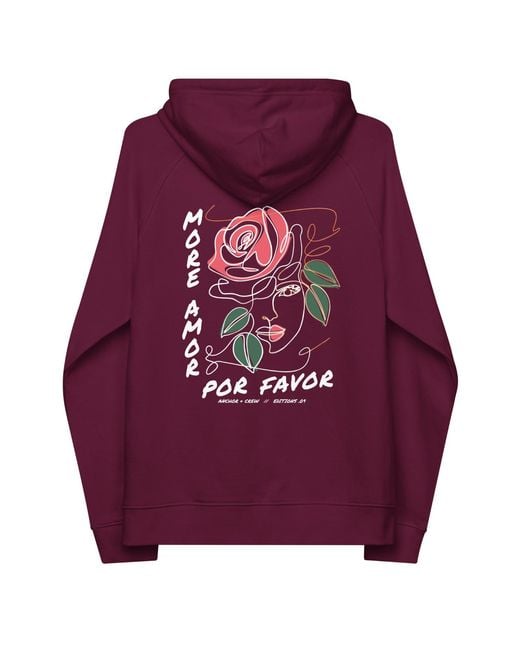 Anchor and Crew Purple Burgundy Nine More Amor Por Favor Editions Organic Cotton Hoodie