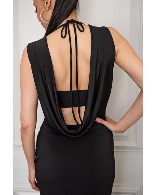 Monice London Black Aniya- Backless & Bra Friendly Midi Dress