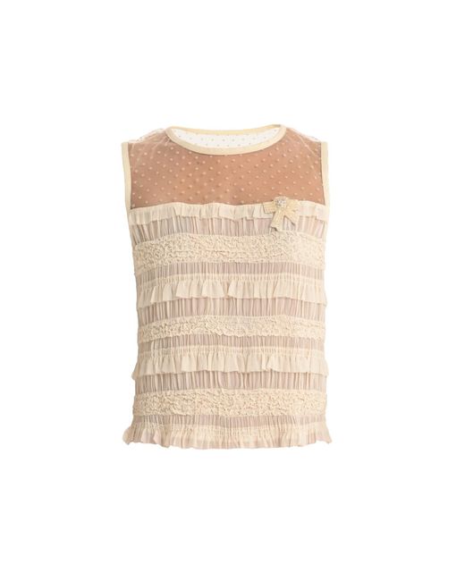 Lalipop Design Natural Neutrals Sheer Panel Embellished Top