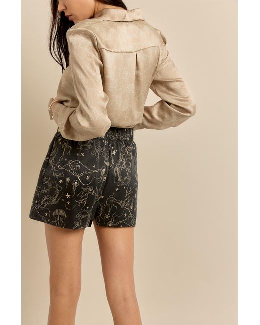 Lily Rou Black Silk Ray Relaxed Shorts