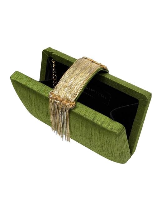 Simitri Green Fringe Clutch