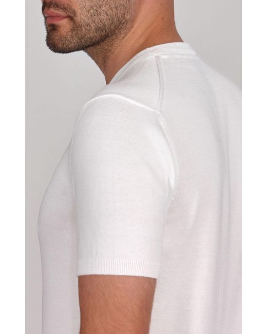Paul James Knitwear White Midweight Julius Cotton Knitted T-Shirt for men