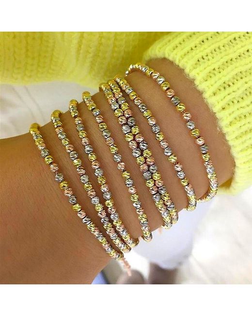 Spero London Metallic Beaded Three Rose Sterling Handmade Bracelet