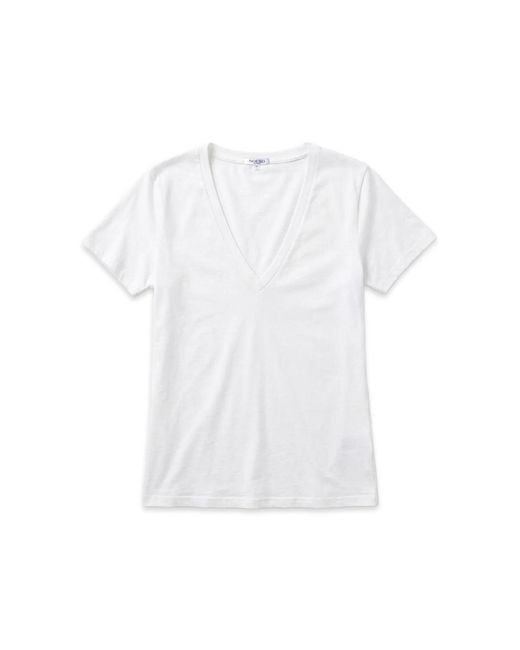 NOEND White Supima Cotton Plunge V-Neck Tee