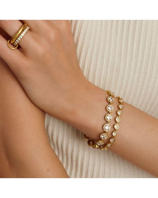 Nialaya Metallic Round Cz Link Bracelet