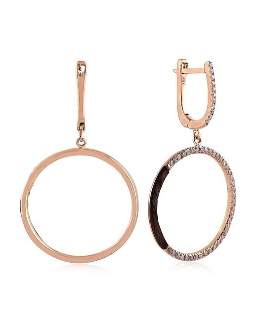 Artisan Natural Rose 14K Rose Diamond & Wood Circle Drop Earrings