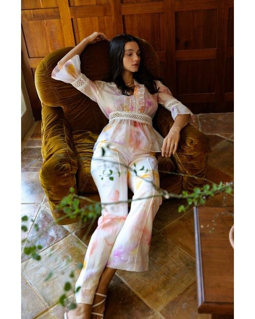 We Are Kindred Pink Josephine Flare Belt Pants-Rose