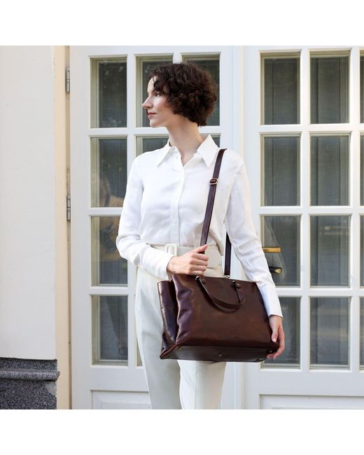 Time Resistance Brown Leather Tote Bag Shoulder Bag For – The Scarlet Letter