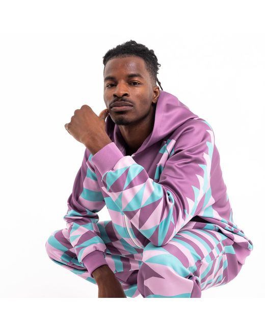 Ohema Ohene Blue Co-Ord Kente Print Hooded Tracksuit