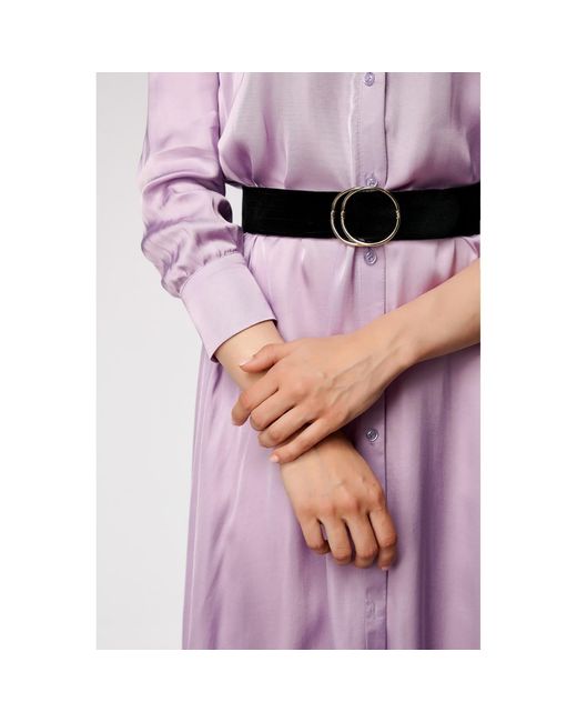 AVENUE No.29 Purple Midi Shirt Dress With Leather Belt