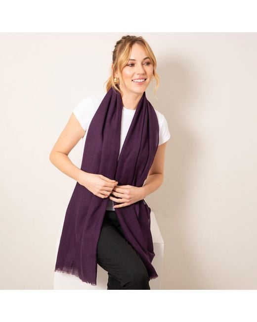 Alie Street London Purple Aurielle Silk Wool Scarf Imperial