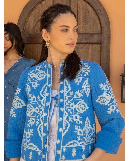 Rose & Nancy Blue Lori Embroidered Quilted Jacket