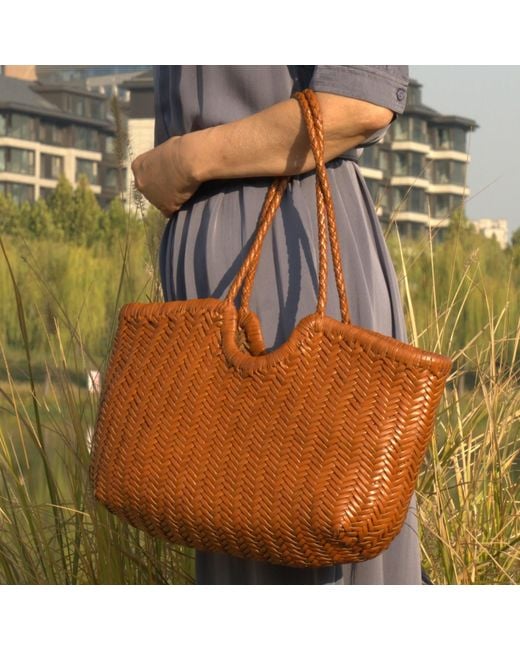 Rimini Brown Woven Leather Handbag