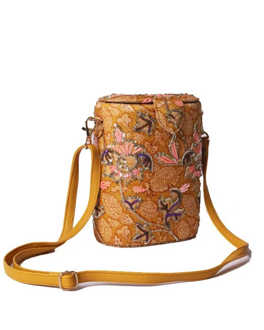 Simitri Metallic Sunflower Bucket Bag