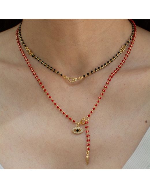 Alexie of Athens Metallic Protection Evil Eye Bead Lariat