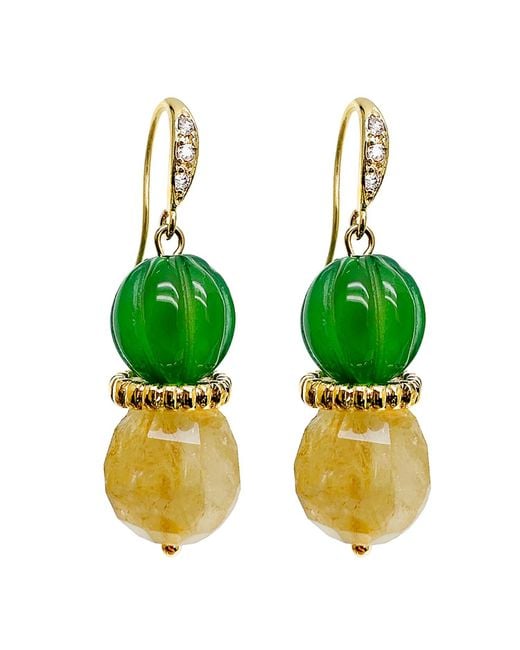 Farra Green Citrine And Agate Earrings