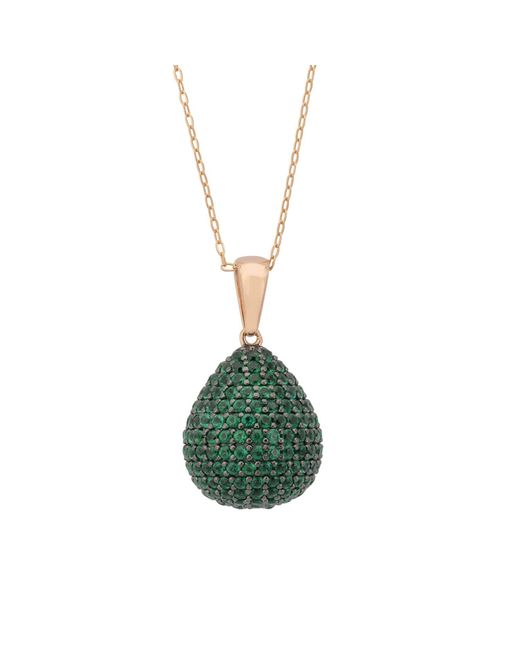 Latelita London Valerie Pear Drop Pendant Necklace Emerald Green Rosegold
