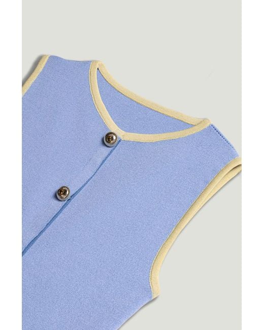 Nocturne Blue Button-Embellished Knit Top