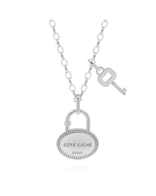 Cote Cache Metallic Côtê Caché Lock & Key Chain Necklace