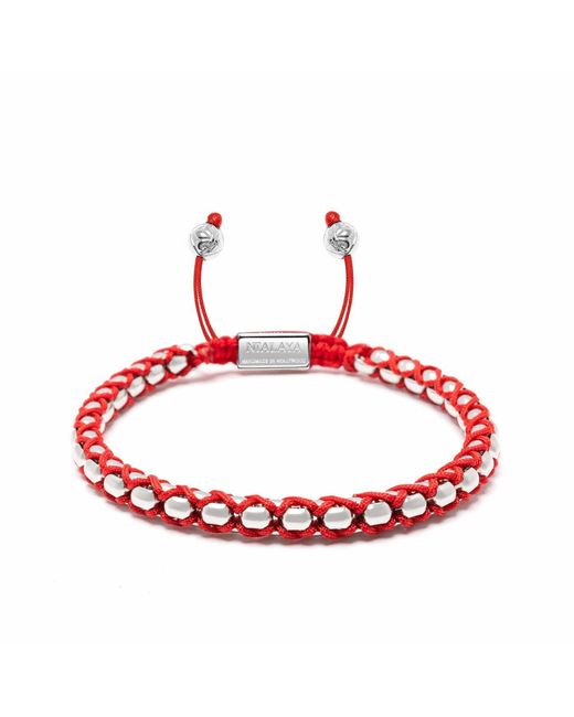 Nialaya Red String Box Chain Bracelet for men