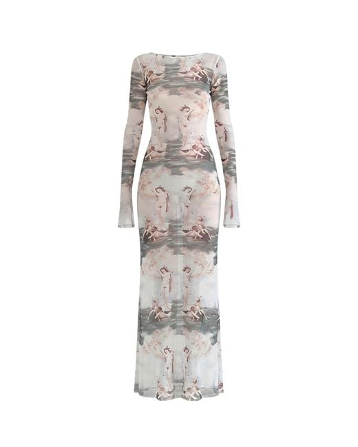 Alia Studio Gray Brume Maxi Mesh Dress