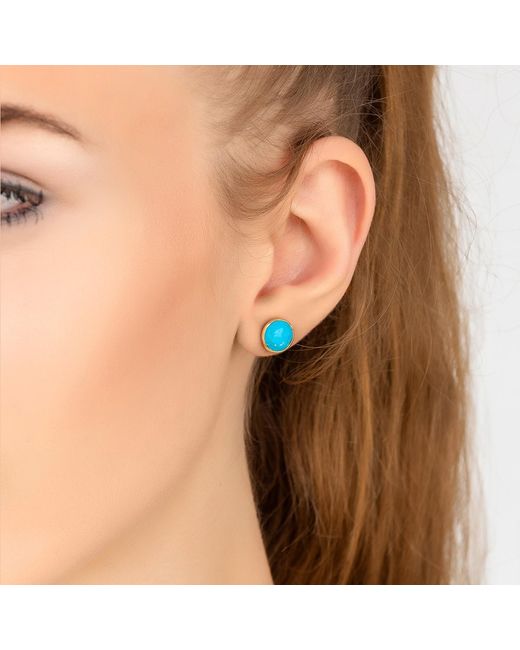 Latelita London Blue Medium Circle Stud Earrings Gold Turquoise