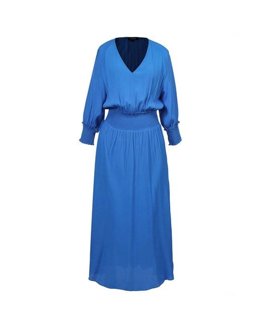 Smart and Joy Blue Smocks Fit-And-Flare V Cleavage Dress