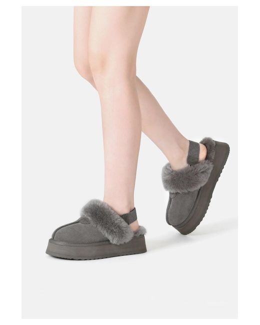 EverAu Australia Gray Wagtail Removable Strap Platform Slippers
