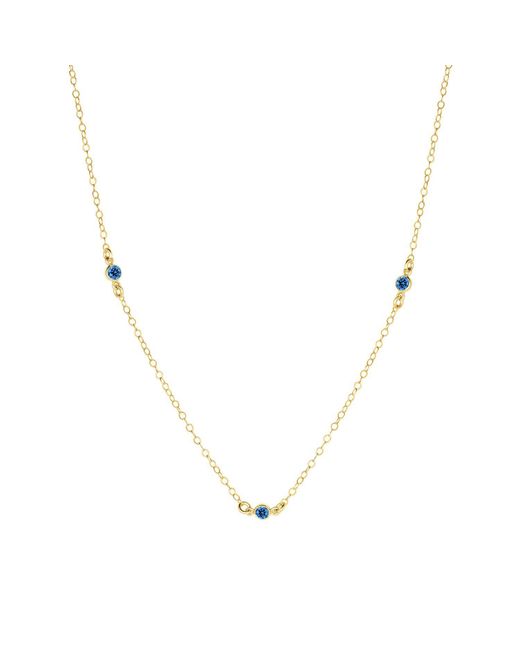 SET & STONES Metallic Birthstone Station Necklace- September
