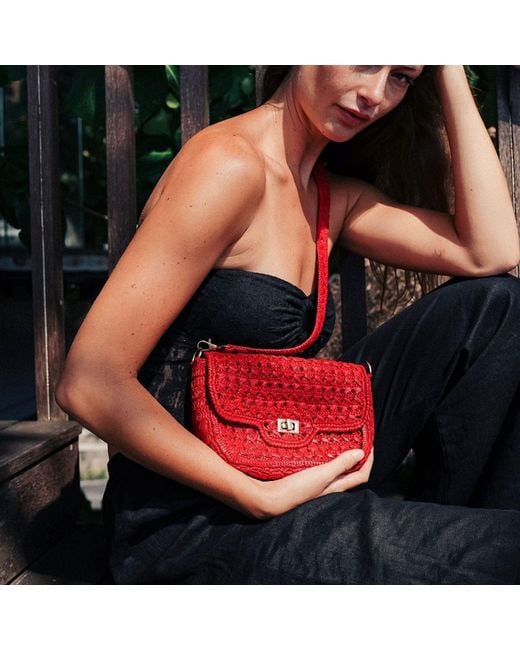 Zanatany Concepts Red Cassie Raffia Bag