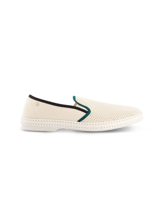 Rivieras White Cotton Canvas & Mesh Slip-On Loafer