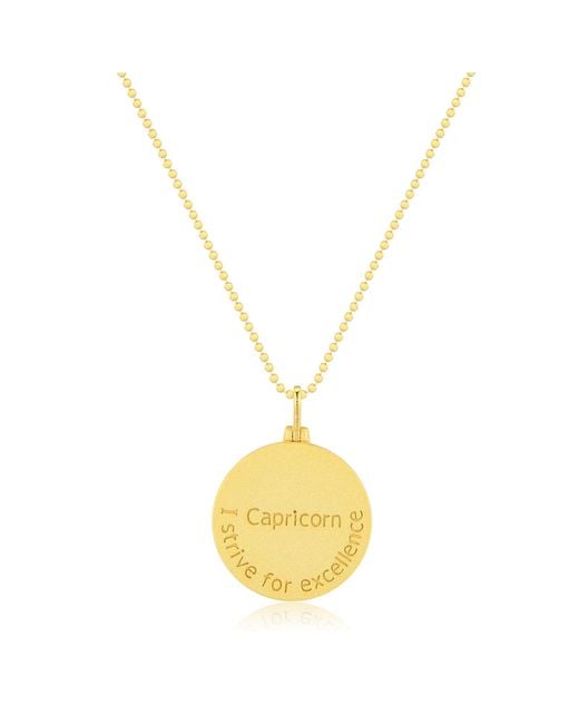 Azura Jewelry New York Metallic Capricorn Zodiac Mantra Necklace Vermeil