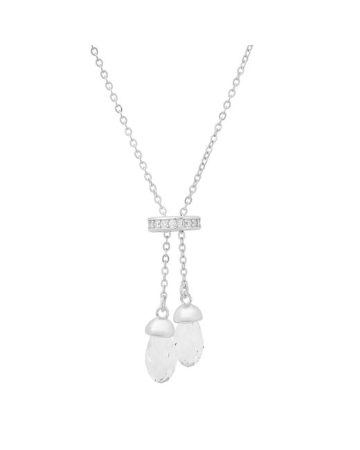 Kylie Harper Metallic Sterling Adjustable Tassel Lariat Necklace