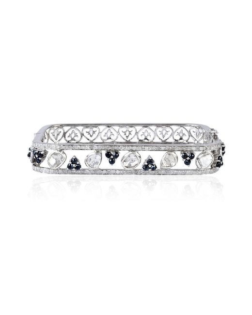 Artisan White 18K & Diamond & Spinel Bangle Bracelet