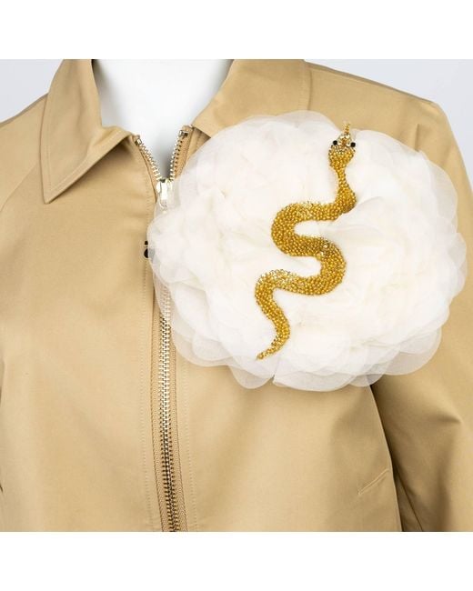 House of Laines London Natural Neutrals Laines Couture Hand Embellished Cream & Snake Organza Flower Trench